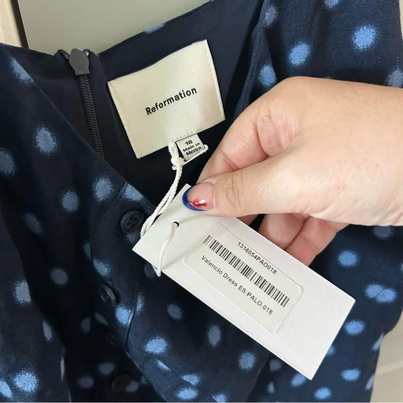 NWT Reformation Valencio Polka Dot Mini Dress Plus Size ES - Picture 5 of 6
